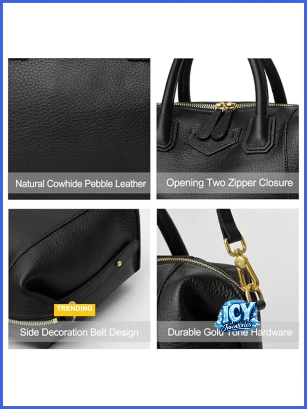 Genuine Leather Satchel Purse Top Handle Tote Bag Women Cowhide Shoulder Bag